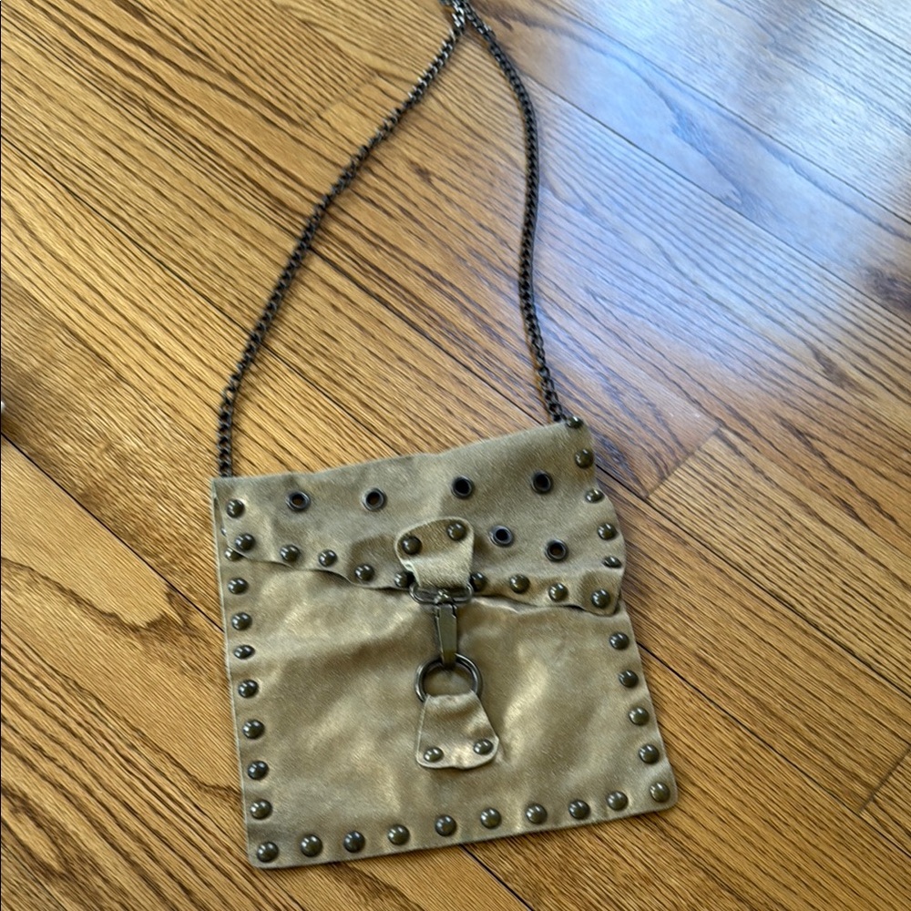 Studded Metallic Gold Crossbody Bag